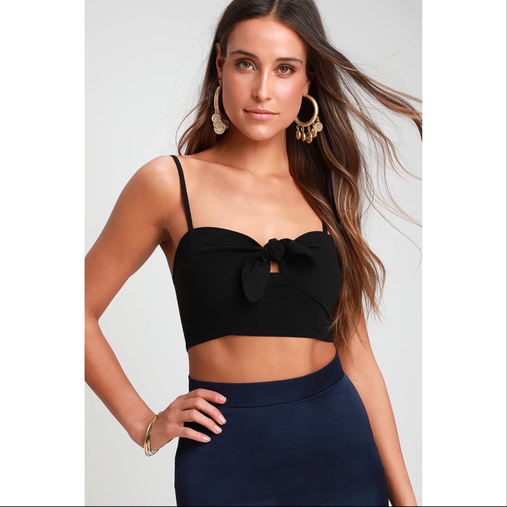 Free People All Mine Black Tie-Front Brami